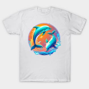 Duotone Dolphins Doing Tricks T-Shirt